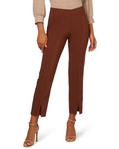 Adrianna Papell Pull On Pant With Front Slit - Brown