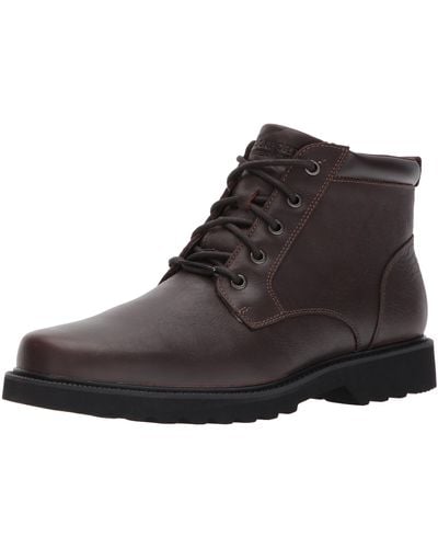 Rockport Northfield Wp Plain Toe Boot Leather Chukka Boot Chocolate Waterproof 8 D(m) Us - Black