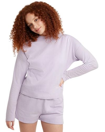 Hanes Originals Garment Dyed Sweatshirt - Purple
