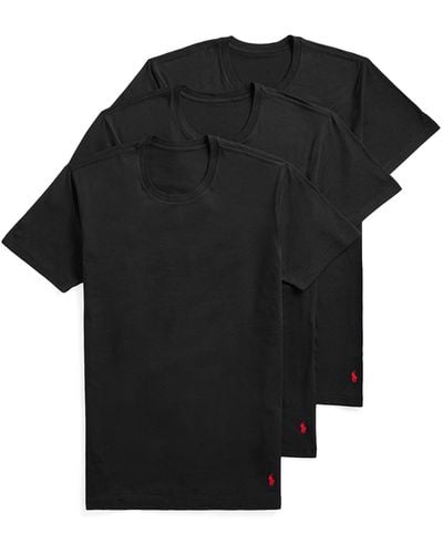 Polo Ralph Lauren 4d-flex Lux Cotton Blend Short Sleeve Undershirt Crews 3-pack - Black