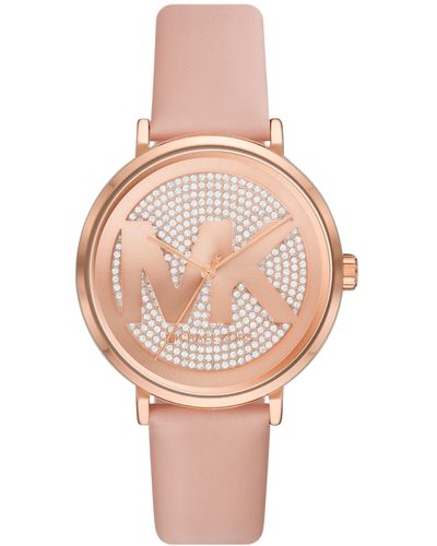 Michael Kors Addyson Three-hand Blush Leather Watch - Pink
