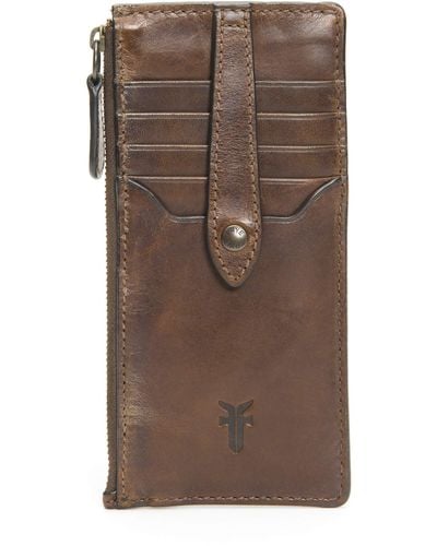 Frye Womens Leather Melissa Snap Card Wallet - Brown