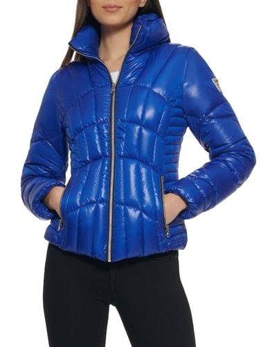 Guess Fall, Puffer, Quilted Jackets For , Indigo, Large - Blue