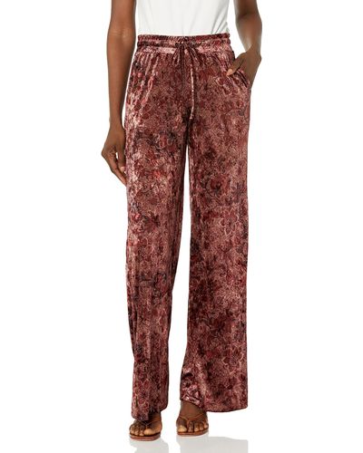 Guess Jade Stretch Velvet Wide Leg Pant - Red