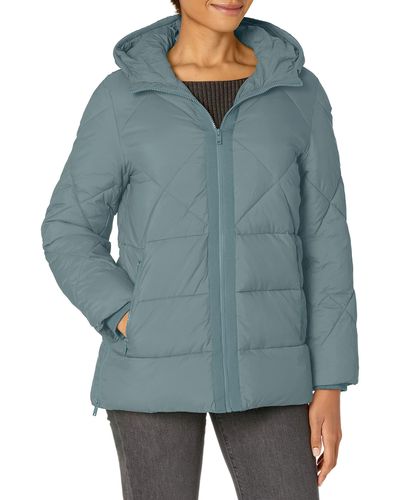 Andrew Marc Mixed Quilt Puffer Jacket - Blue
