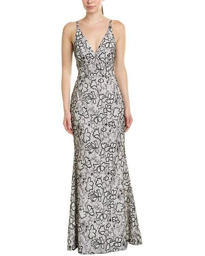 Dress the Population Karen Plunging Lace Gown Dress - White