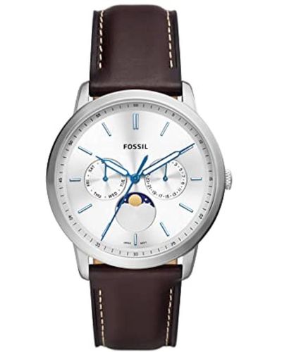 Fossil Neutra Quartz Stainless Steel And Leather Chronograph Watch - Metallic