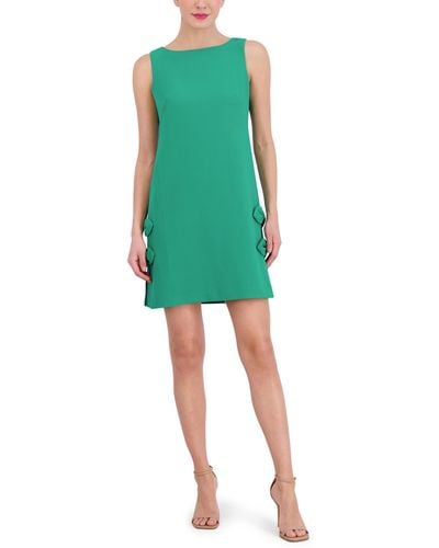 Vince Camuto Stretch Crepe Shift With Bow Detail Down Sides - Green