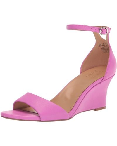 Naturalizer S Vera Wedge Ankle Strap Heeled Dress Sandal,candy Pink Leather,6m