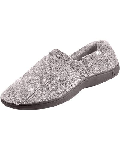 Isotoner Microterry Slip On Slipper Flat Sandals - Gray