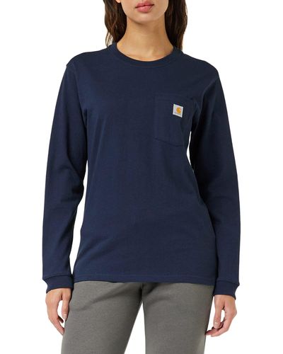 Carhartt Womens K126 Workwear Pocket Long Sleeve T-shirt - Blue