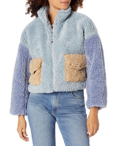 Kendall + Kylie Kendall + Kylie Sherpa Front Zipped Utility Jacket - Blue