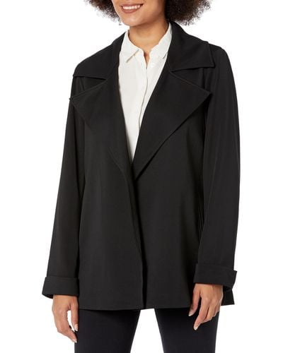 Adrianna Papell Tall Size Trench Jacket With Back Yoke - Black