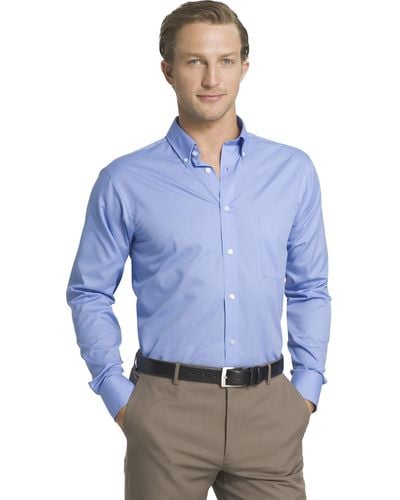 Izod Fit Dress Shirts Stretch Solid - Blue