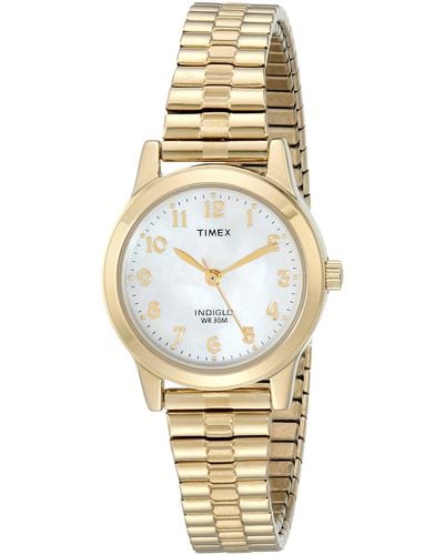Timex T2m827 Essex Avenue Gold-tone Stainless Steel Expansion Band Watch - Natural