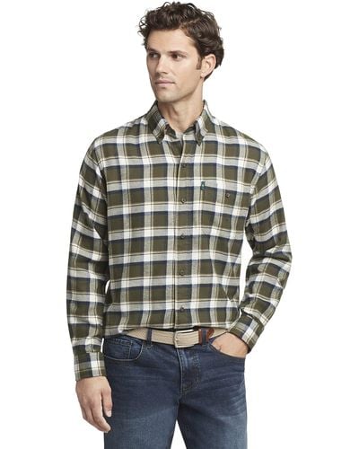 G.H. Bass & Co. Fireside Flannels Long Sleeve Button Down Shirt - Gray