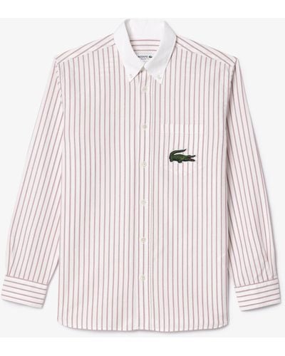 Lacoste Long Sleeve Relaxed Fit Oxford Button Down Shirt - Multicolor