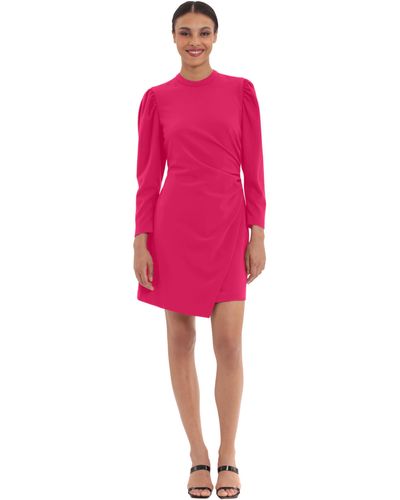 Donna Morgan Leg O' Mutten Sleeve Side Draped Mini Dress - Pink
