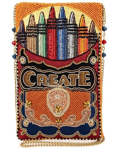 Mary Frances Create Beaded Crayons Crossbody Phone Bag - Orange