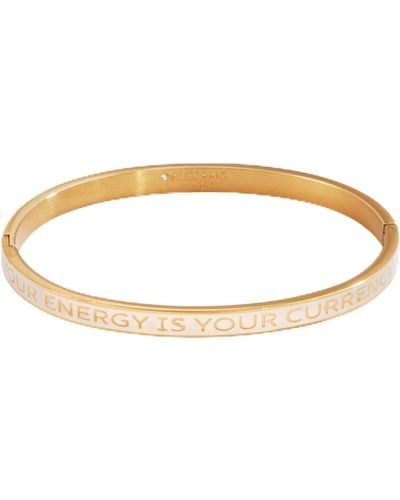 ALEX AND ANI Your Energy Is Your Currency Enamel Hinge Bracelet:stainless Steel Gold:white - Metallic