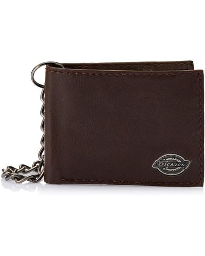 Dickies Bifold Chain Wallet-high Security With Id Window And Credit Card Pockets - Black