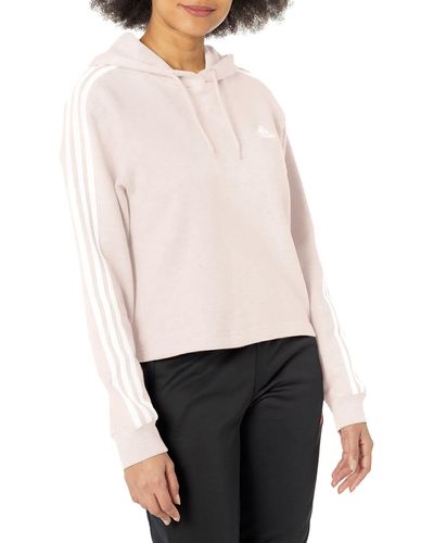 adidas Essentials 3-stripes French Terry Cropped Hoodie - White