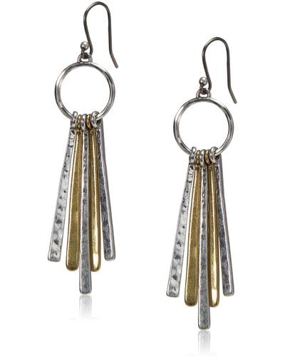 Lucky Brand Metal Paddle Drop Silver Earrings - White