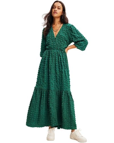 Desigual Textured Long Dress Green
