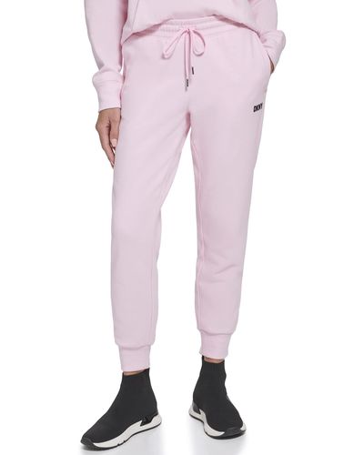 DKNY Sport Metallic Stripe Logo Fleece Sweatpant - Pink