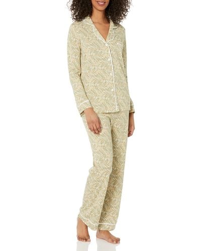 Cosabella Bella Printed Long Sleeve Top & Pant Pajamas - Natural