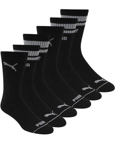 PUMA Mens S 6 Pack Crew Socks - Black