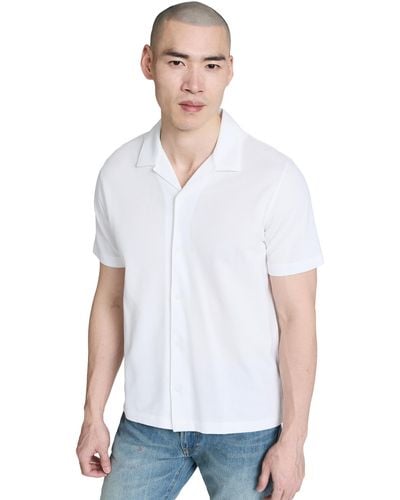 Vince S Pique Cabana S/s Button Down Shirt - White