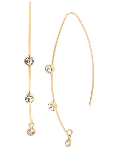 Jessica Simpson Cz Stone Threader Earrings - Metallic