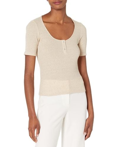 Vince S Elbow Sleeve Scoop Neck Henley,natural,small