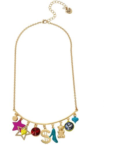 Betsey Johnson Nostalgic Charm Necklace - Multicolor