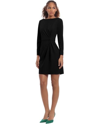 Donna Morgan Petite Crepe Dress With Twist Detail At Side Waist - Black