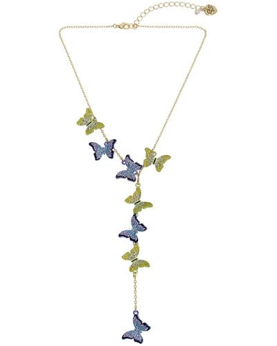 Betsey Johnson S Butterfly Y Necklace - Metallic