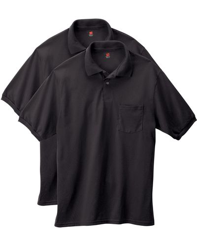 Hanes Mens Short-sleeve Jersey Pocket - Black