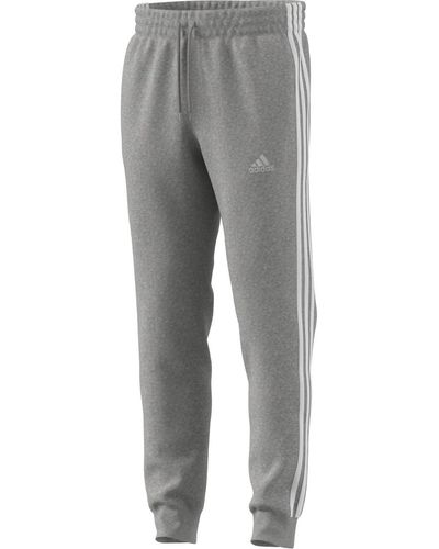 adidas Tall Size Essentials Fleece 3-stripes Tapered Cuffed Pants - Gray