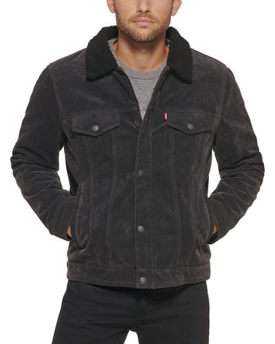 Levi's Leather Sherpa Trucker Jacket - Black