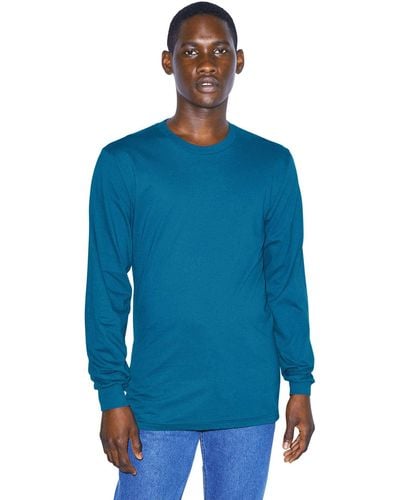 American Apparel Organic Fine Jersey Crewneck Long Sleeve T-shirt - Blue