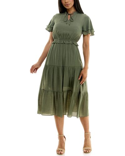 Nanette Lepore Maxi Caribbean Texture Dress With Triple Tier Skirt - Green
