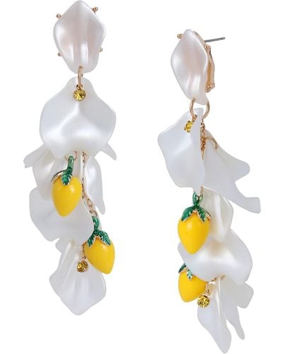 Betsey Johnson Betsey Lemon Petal Statement Earrings - Yellow