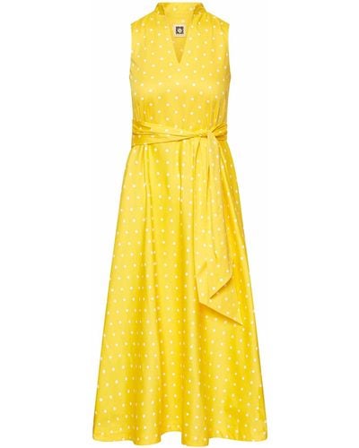 Anne Klein Polka Dot Mid Calf Midi Dress - Yellow