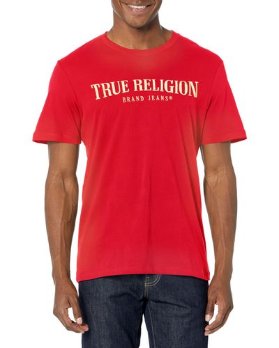 True Religion Ss Gold Arch Tee - Red