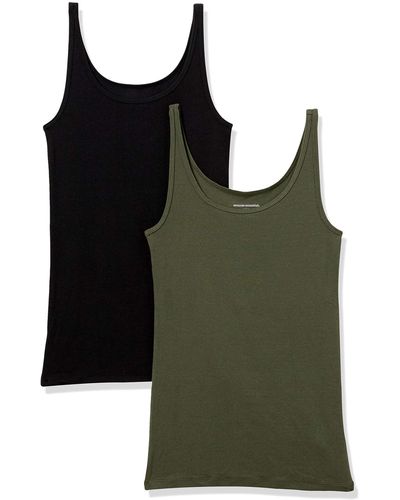 Amazon Essentials 2-Pack Thin Strap Tank Fashion-t-Shirts - Vert