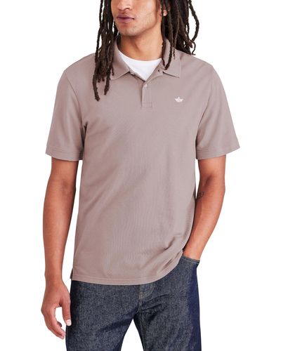 Dockers Slim Fit Short Sleeve Performance Pique Polo, - Gray