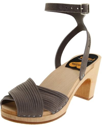 Swedish Hasbeens Strappy Ankle-strap Sandal,grey Nubuck,11 M Us - Gray