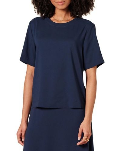 Amazon Essentials Regular-fit Georgette Short Sleeve Top - Blue