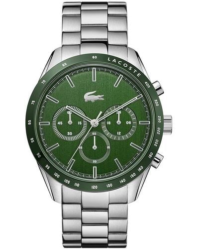 Lacoste Boston Quartz Chronograph Stainless Steel And Link Bracelet Casual Watch - Green